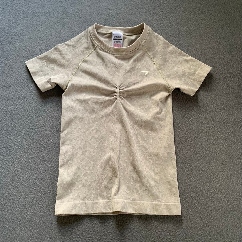 Gymshark Adapt Animal Print Seamless T-Shirt Top Gray Keyhole Back B1A7S XS